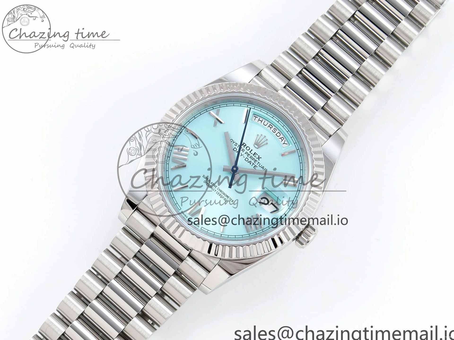 MiroTime 0401 Day Date 40 SS 228236 ARF 1:1 Best Edition Tiffany Blue Roman Dial on President Bracelet VR RelaxedFit 1517